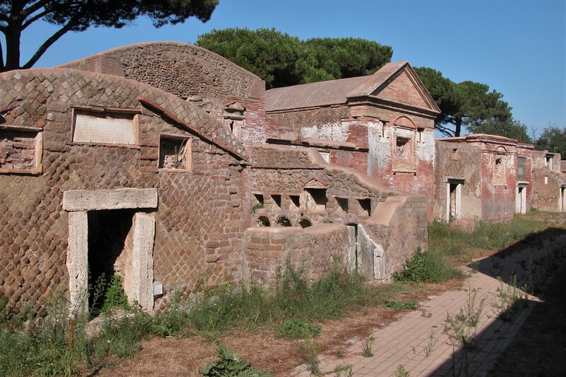 Brick facades of chamber tombs of the Necropolis of Porto